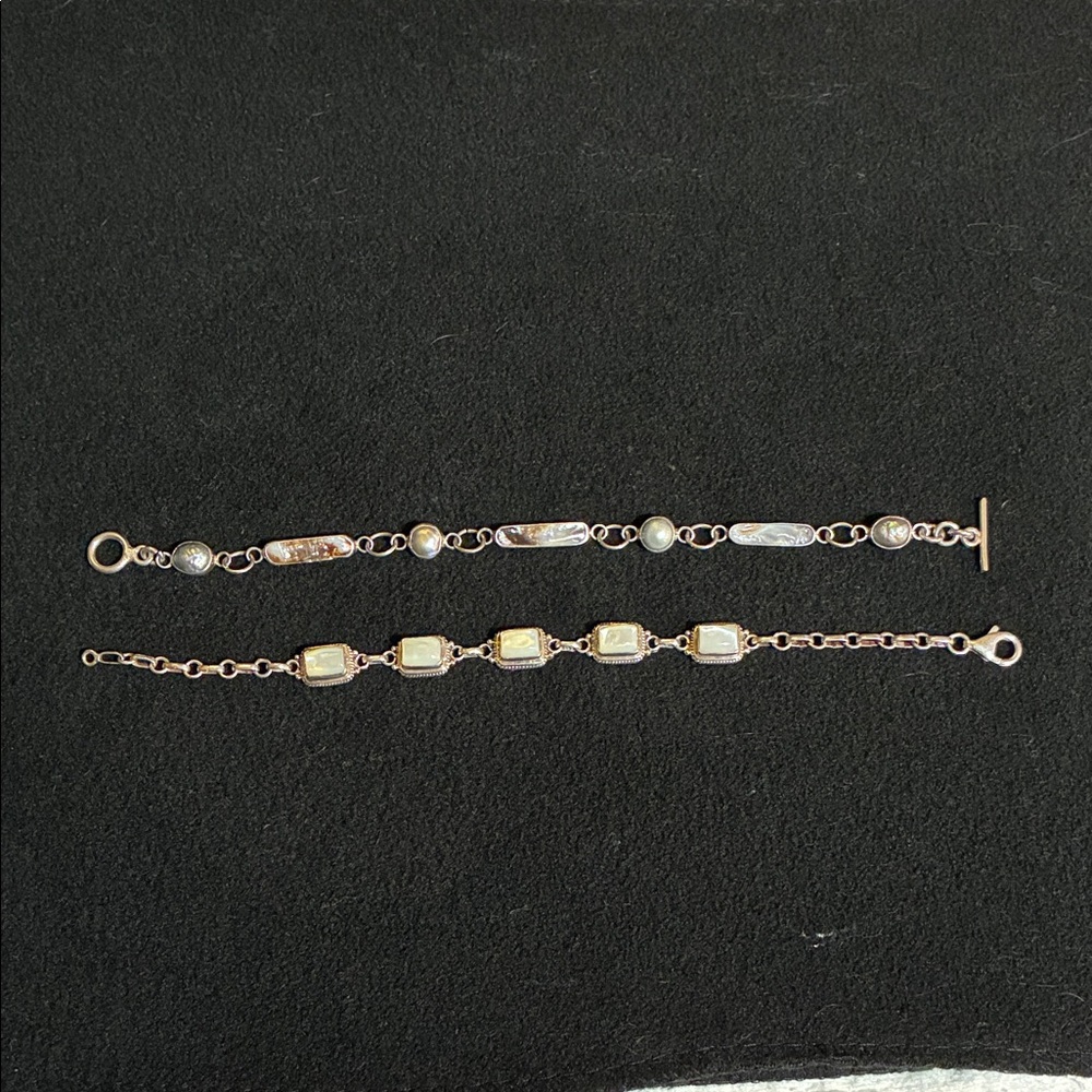 Sterling Silver and mother of Pearl Bracelet Set